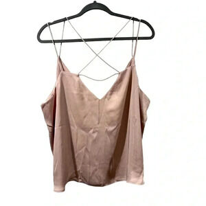 Express Blush Pink Satin Cami with Crisscross Straps